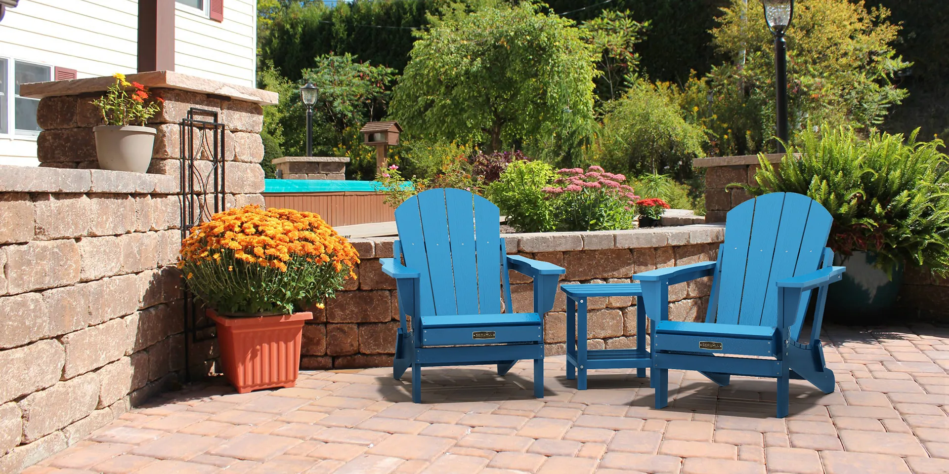 Classic Folding Adirondack Chair Set of two in patio