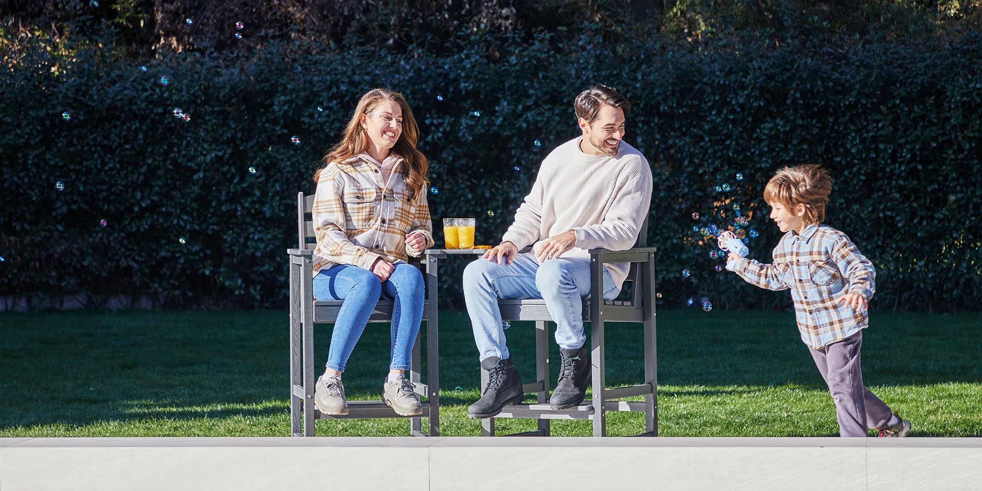 Happy Family with Low Back Tete-a-Tete Bar Arm Chair Set