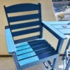 Low Back Bar Armchairs with Connecting Table-Navy Blue on the patio
