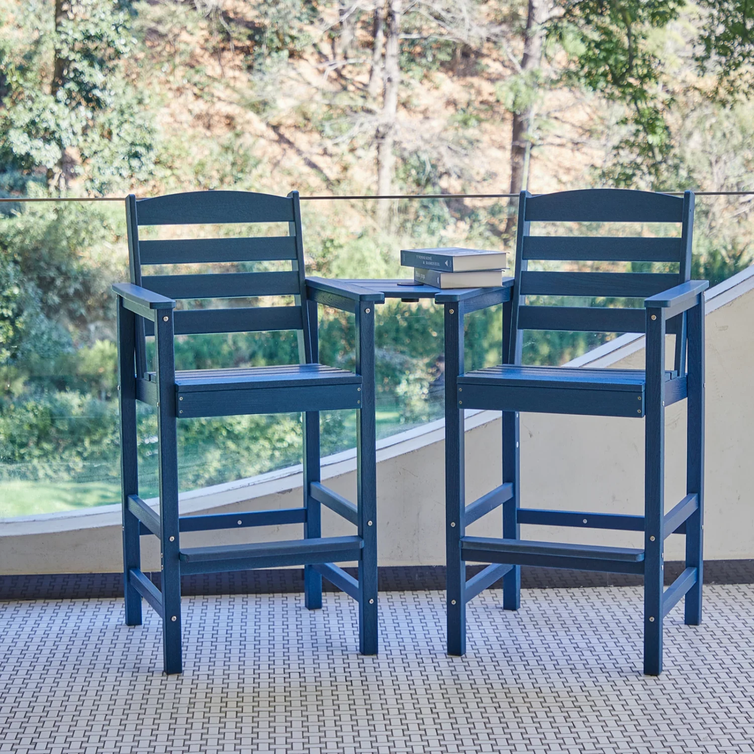 Low Back Bar Armchairs with Connecting Table - Image 4