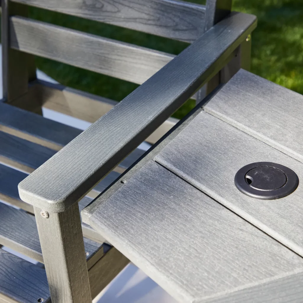an umbrella hole on the Low Back Bar Armchairs with Connecting Table-Dark Gray