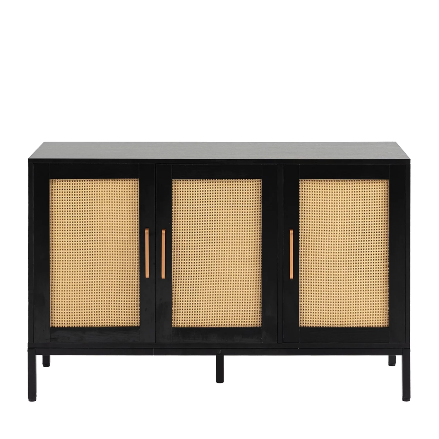 3-Door Wood Rattan Storage Sideboard with Adjustable Legs - Image 2