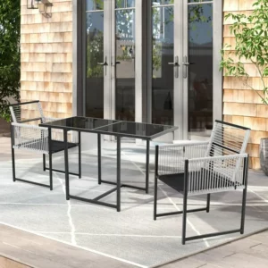 The Modern 3 Piece Dining Set on the Patio