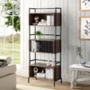 3-Tier Oak Ladder Bookshelf-Walnut in the livingroom
