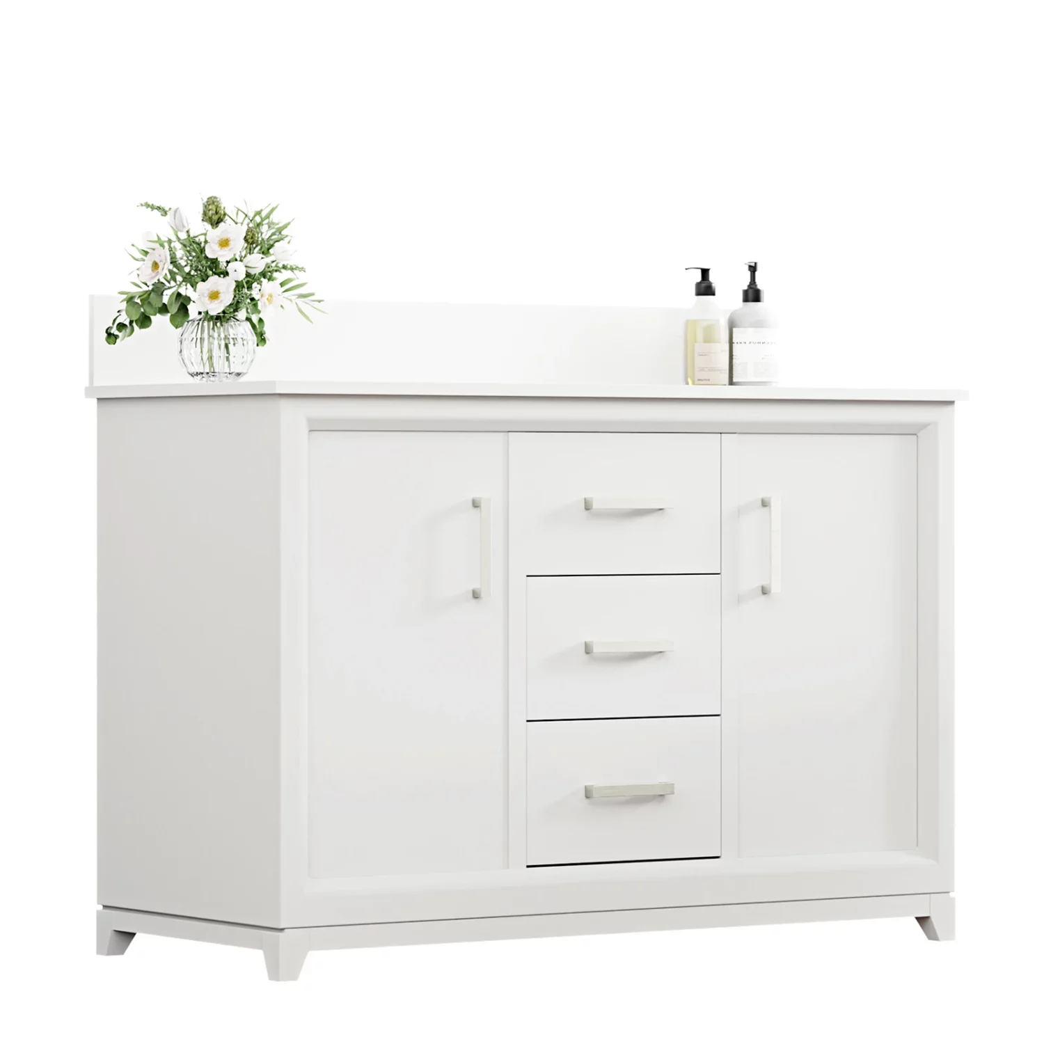48 inch double bathroom vanity white-Homeselecting