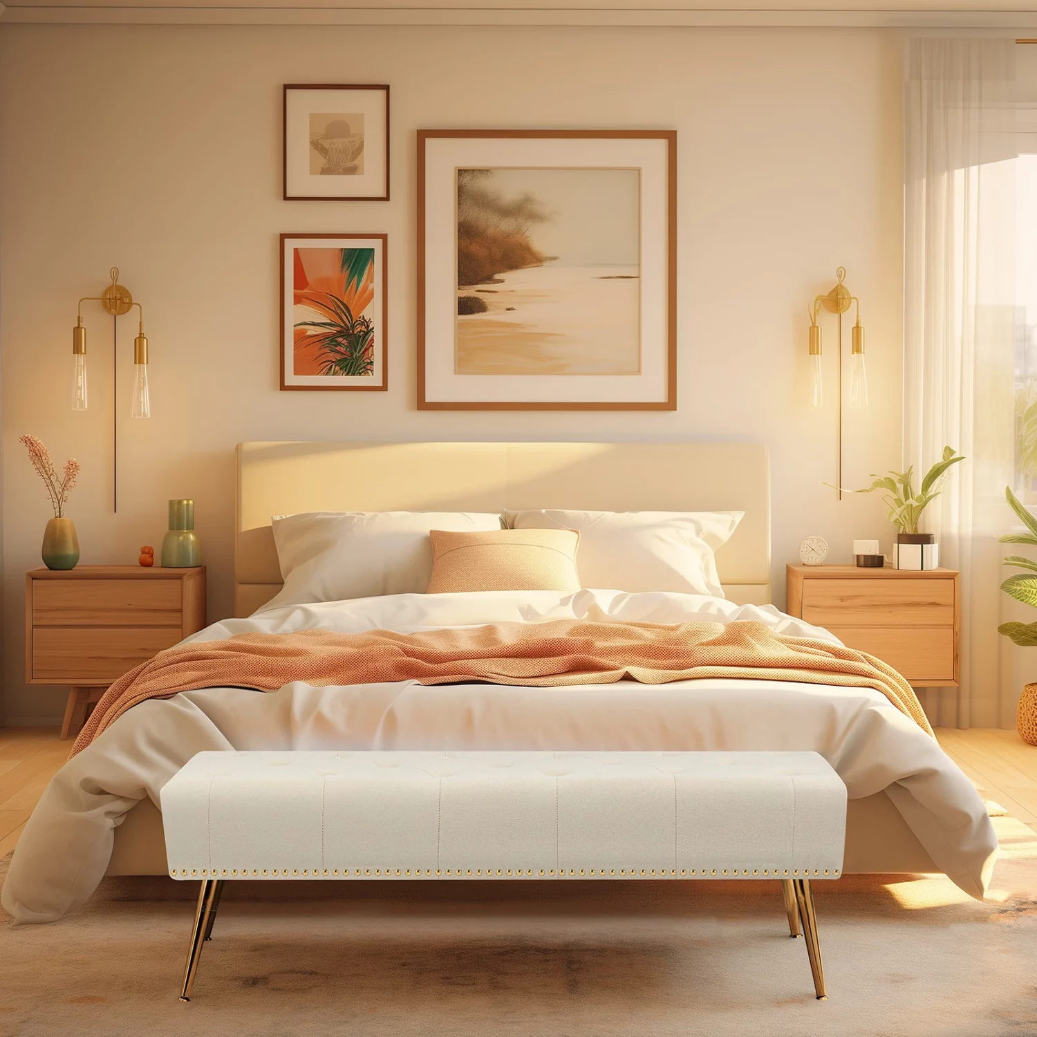 Modern Bedroom Tufted Velvet Ottoman Bench - Image 5