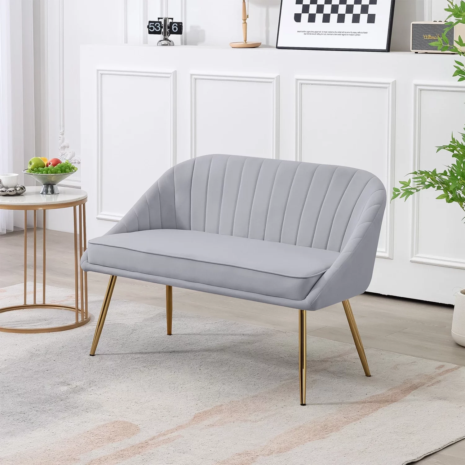 Modern Brushed Velvet Accent Chair Loveseat - Image 7