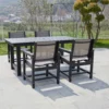 HDPE Mesh Outdoor Dining Armchair-Black in the backyard
