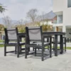 HDPE Mesh Outdoor Dining Armchair-Black on the patio