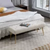 Modern Bedroom Tufted Velvet Ottoman Bench-Creamy White in the bedroom