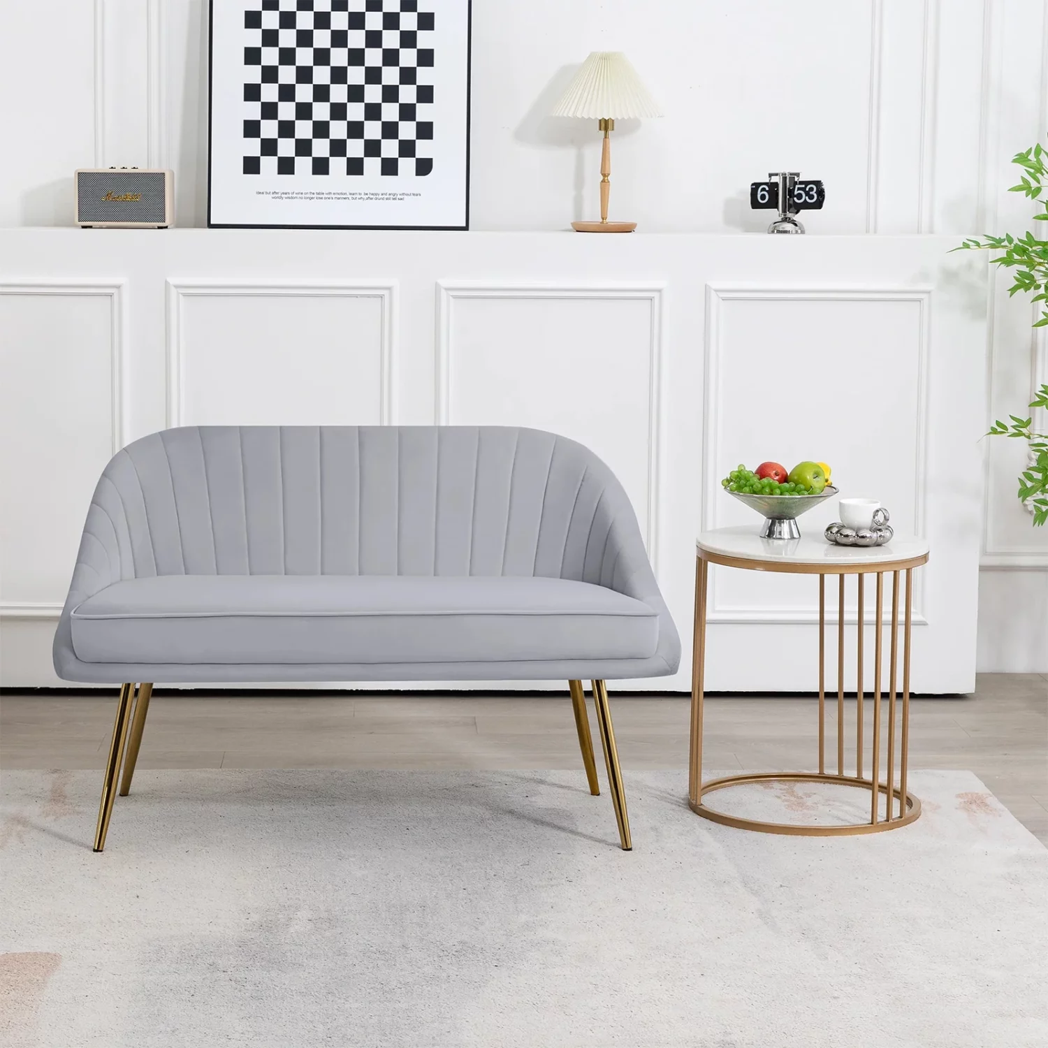 Modern Brushed Velvet Accent Chair Loveseat - Image 6