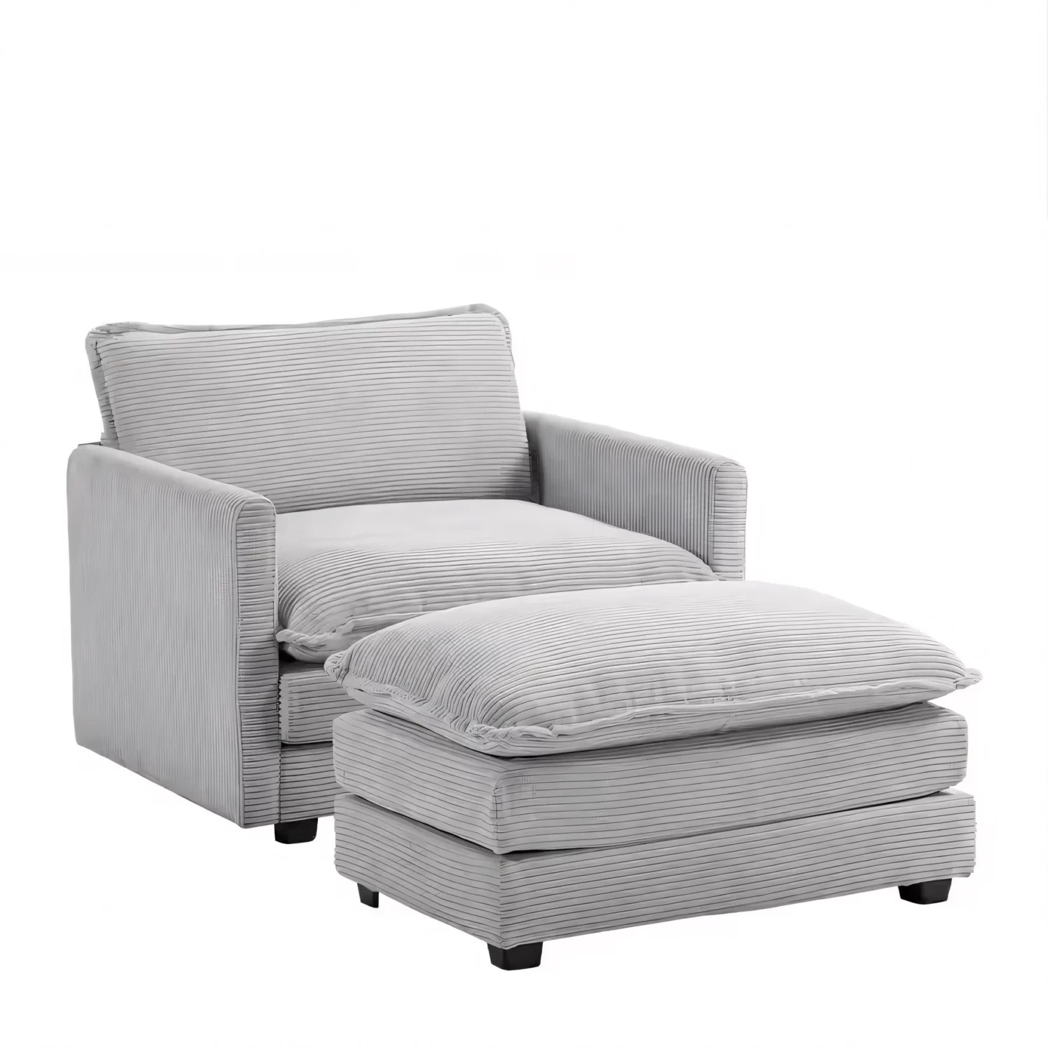 Modern Corduroy Accent Armchair with Ottoman
