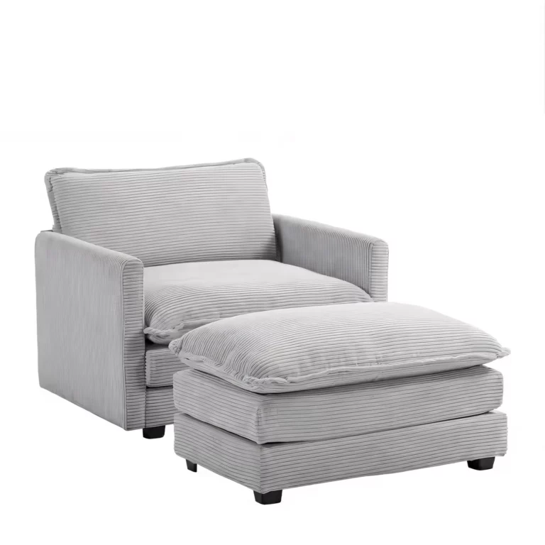 Modern Corduroy Accent Armchair with Ottoman