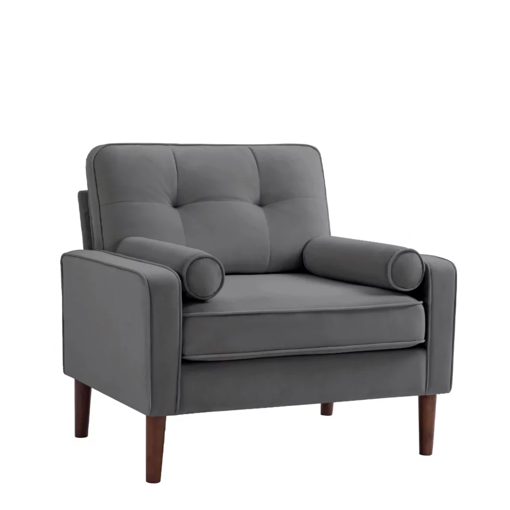Dark Grey Velvet Accent Armchair - Homeselecting