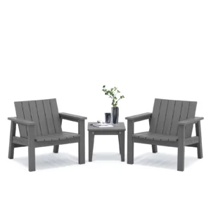 Outdoor HDPE 3-Piece Low-back Chair Conversation Set