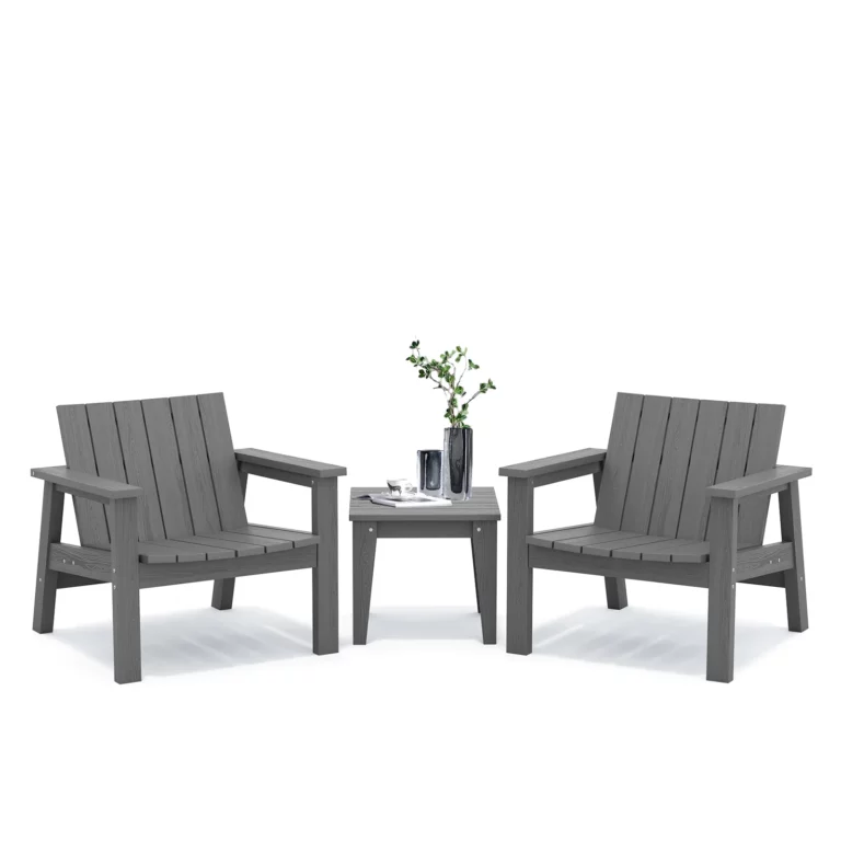 Outdoor HDPE 3-Piece Low-back Chair Conversation Set