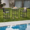 Outdoor HDPE Mesh 3-Piece Bar Height Armchair and Table Set-Dark Gray in the front yard