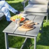 Outdoor HDPE Poly Large Coffee Table-Dark Gray on the back lawn