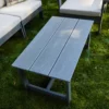 Outdoor HDPE Poly Large Coffee Table-Dark Gray with sectional sofa in the garden