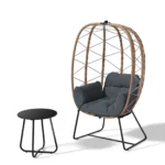 Patio Wicker Egg Chair with Stand Set -Homeselecting