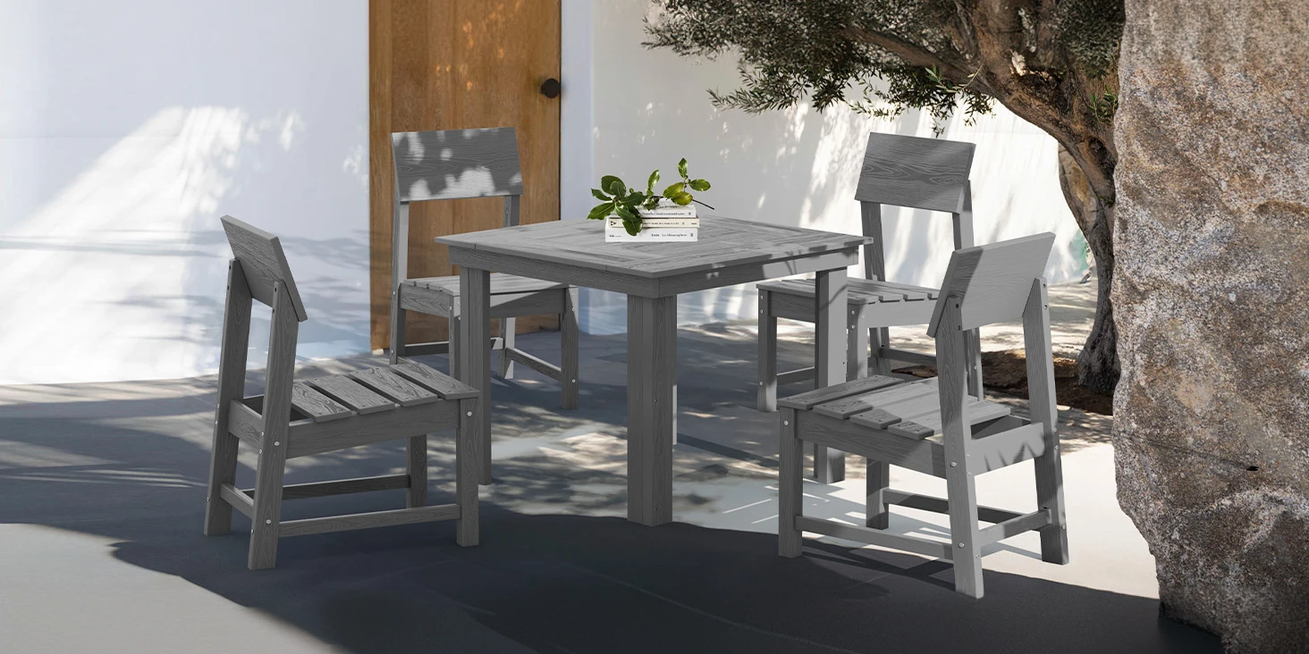 Square Patio Dining Table and Dining Chairs Set