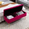 Storage space of the Modern Bedroom Tufted Velvet Storage Bench-Rose Pink in the bedroom
