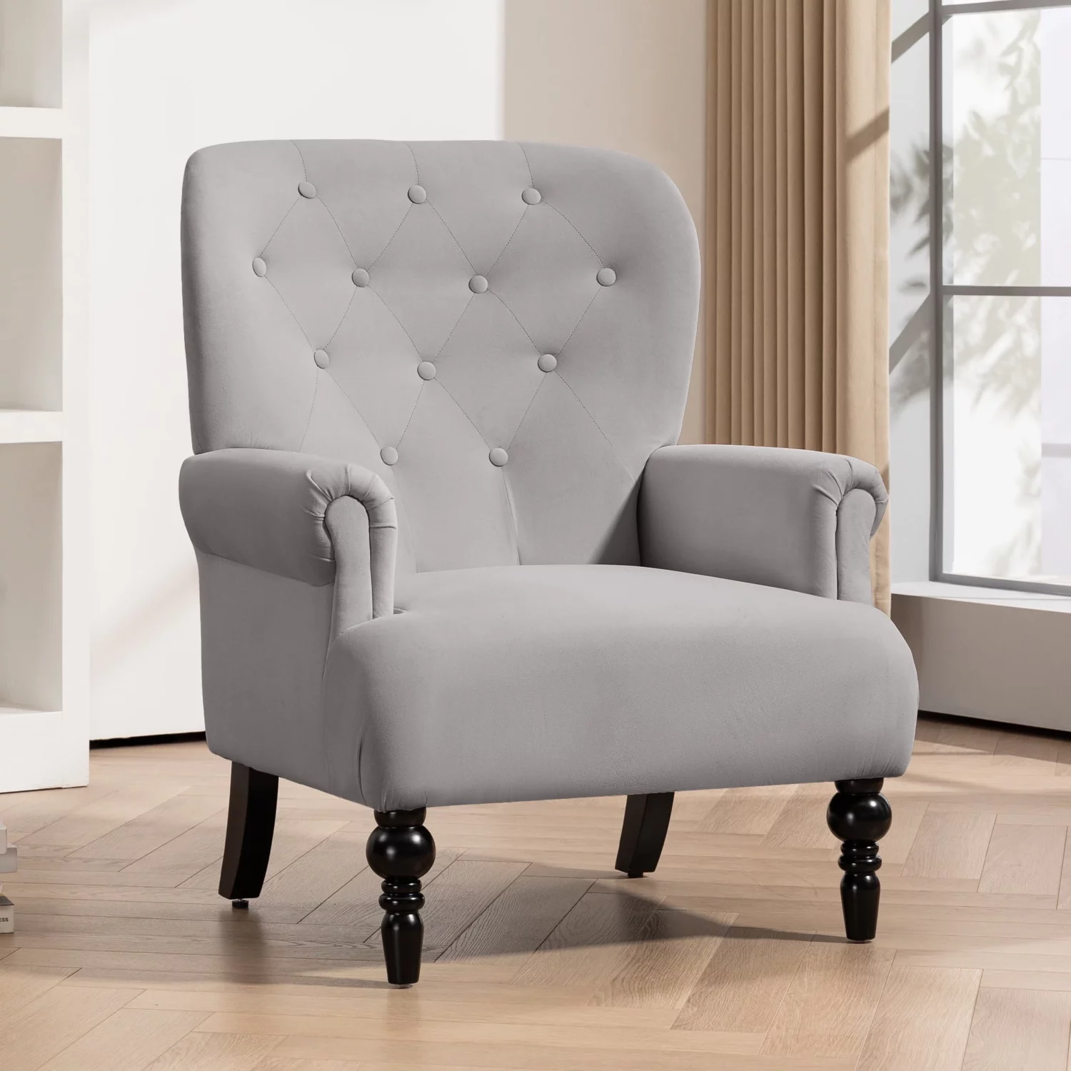 Velvet Accent Sofa Armchair with Tufted Back - Image 5