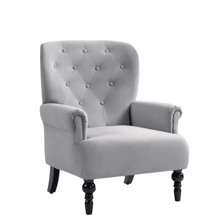 Dark Gray Velvet Tufted Accent Armchair - Homeselecting