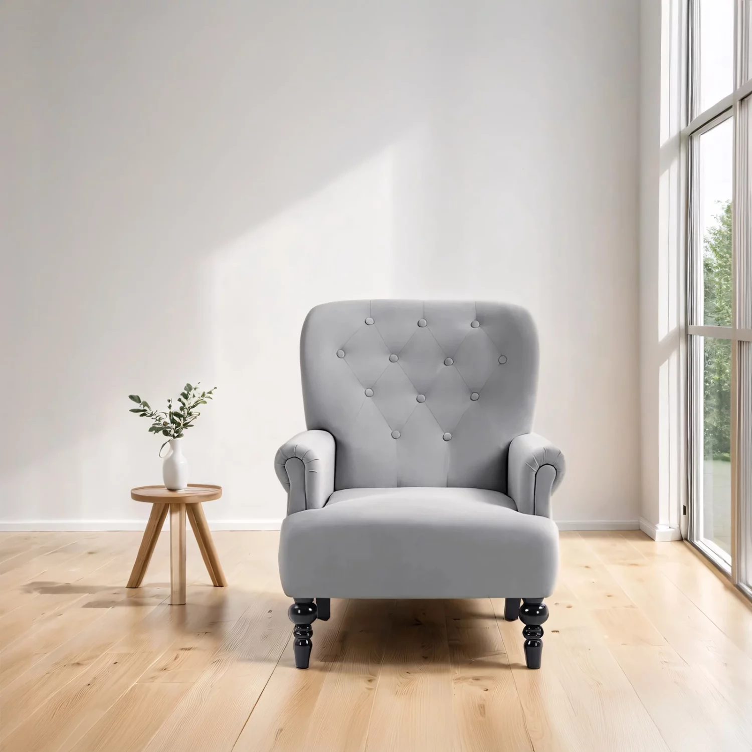 Velvet Accent Sofa Armchair with Tufted Back - Image 4