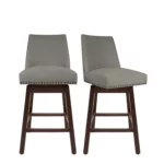 Swivel Velvet Bar Stool Set of 2 - Homeselecting