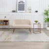 front view of the Modern Brushed Velvet Accent Chair Loveseat-Beige