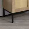 legs details of the 2-Door Wood Rattan Storage Cabinet-Natural