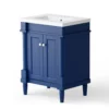 side view of the 24 in. Navy Single Basin Vanity with White Ceramic Top-Navy