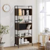 side view of the 3-Tier Oak Ladder Bookshelf-Walnut