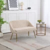 side view of the Modern Brushed Velvet Accent Chair Loveseat-Beige in the living room
