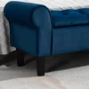 some details of the Bedroom Tufted Velvet Armed Storage Bench-Navy in the bedroom