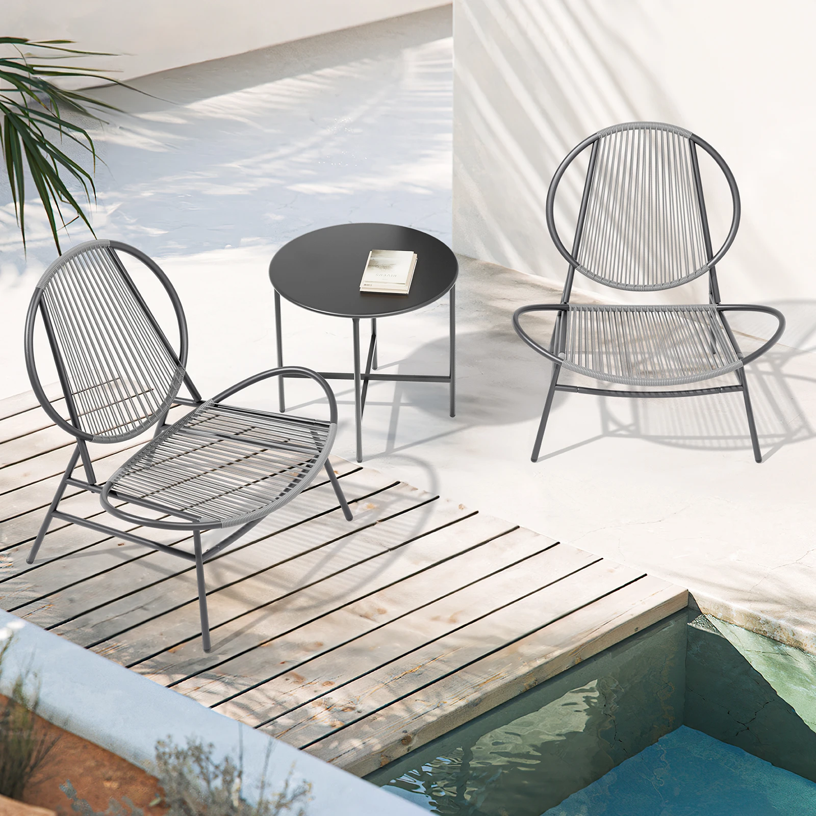 3-Piece Round Rattan Patio Bistro Set - Image 3