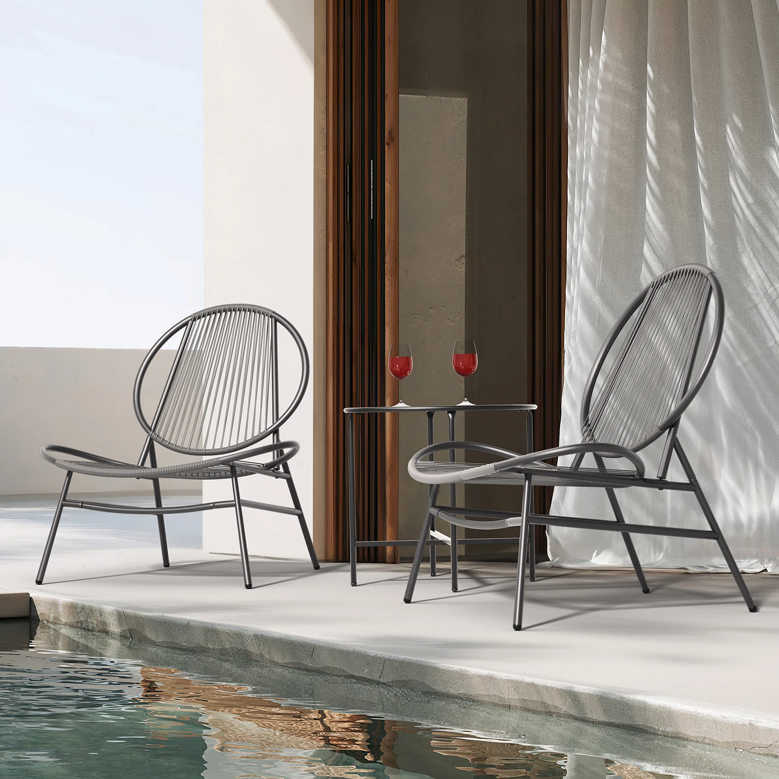 3-Piece Round Rattan Patio Bistro Set - Image 4