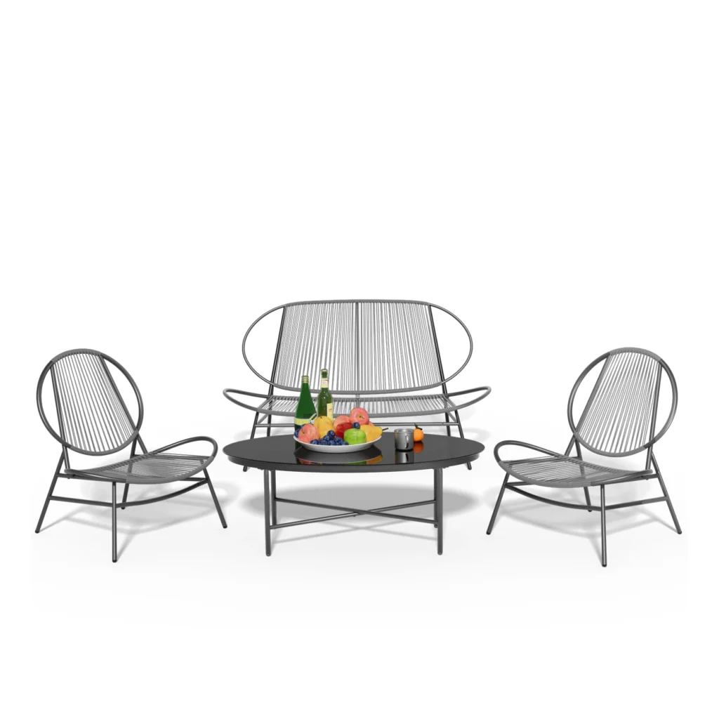 4-Piece Round Rattan Patio Bistro Set