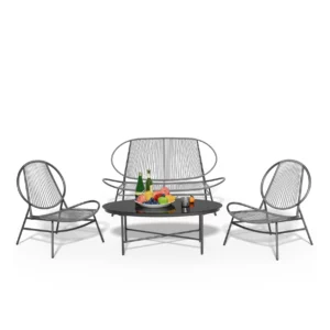 4-Piece Round Rattan Patio Bistro Set