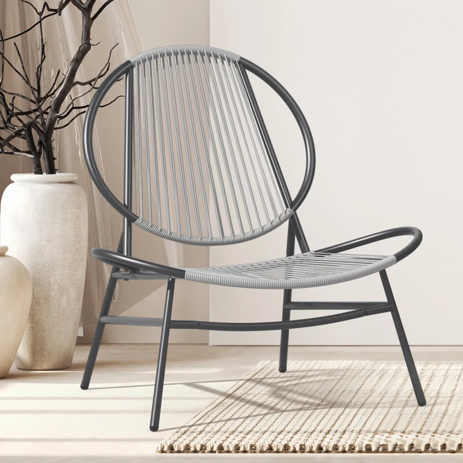 4-Piece Round Rattan Patio Bistro Set - Image 2