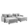 Gray Velvet Sectional Sofa with Ottoman - Homeselecting