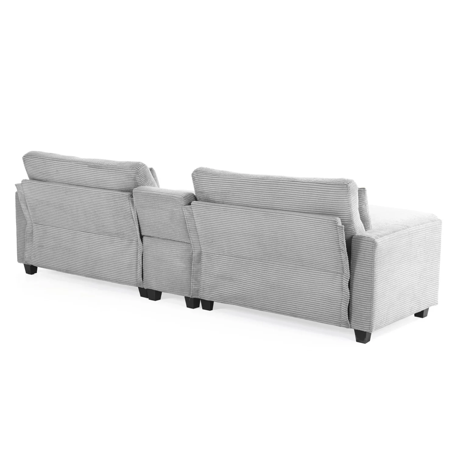 Corduroy 2 Seats Sectional Sofa with Ottoman - Image 10