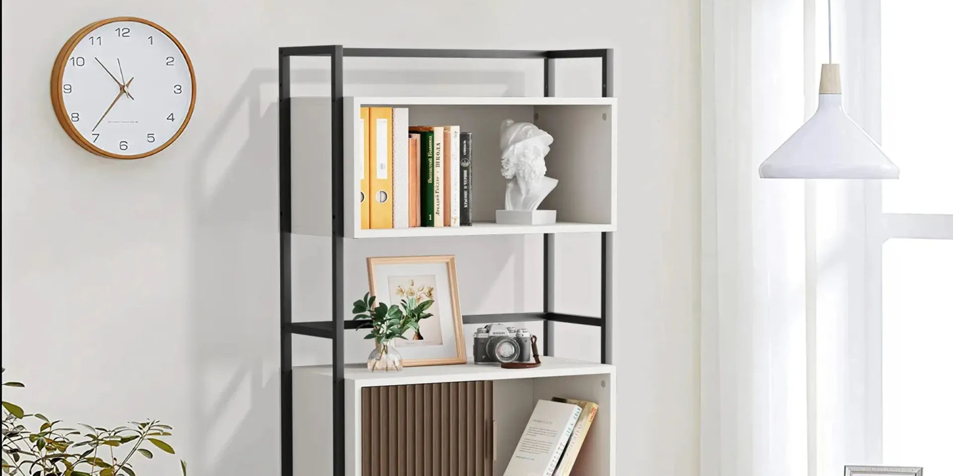 6-Tier-Oak-Ladder-Bookshelf-In-White