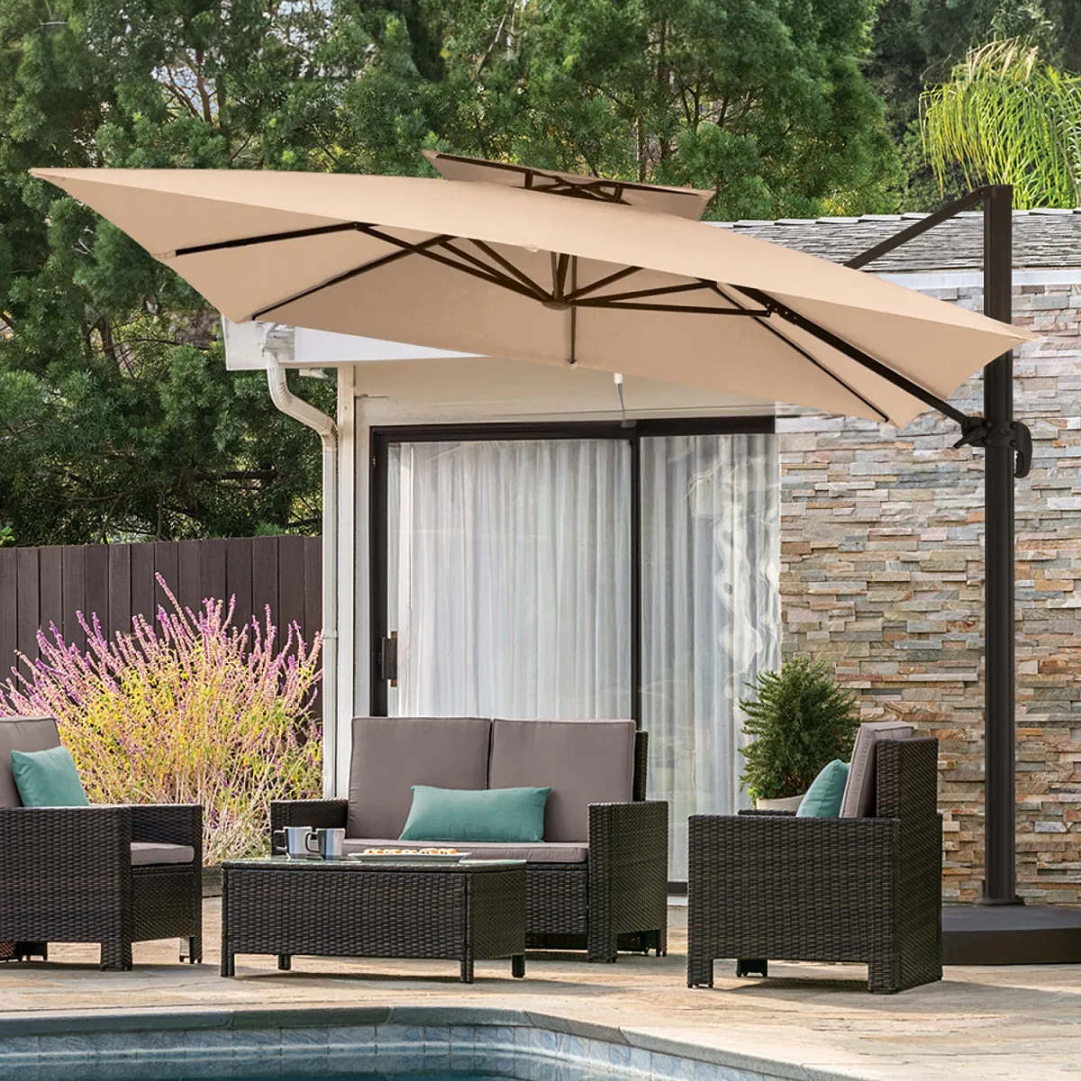 Double Top Square Cantilever Umbrella